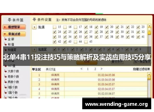 北单4串11投注技巧与策略解析及实战应用技巧分享 北单4串11投注技巧与策略解析及实战应用技巧分享